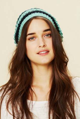 Open Knit Striped Beanie