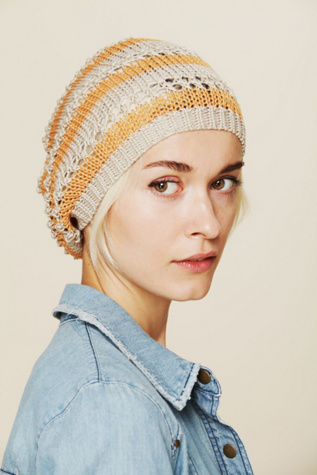 Open Knit Striped Beanie