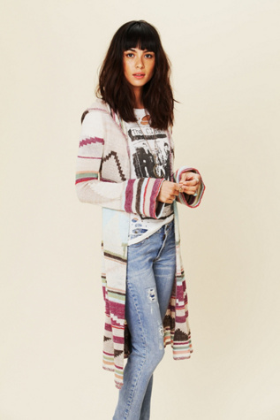 Long Pattern Hooded Cardigan