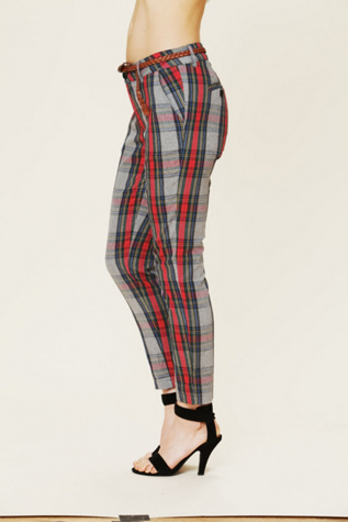 Plaid Slouchy Trouser