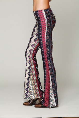 Border Print Bell Bottoms