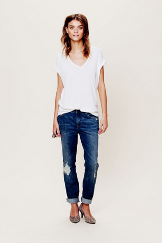 Free People High Rise Patched Menswear Skinny