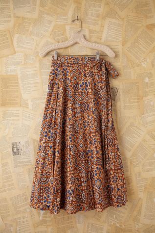 Vintage Floral Printed Maxi Wrap Skirt