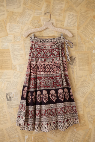 Vintage Batik Printed Wrap Skirt