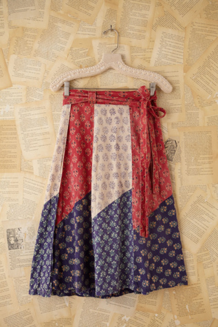 Vintage Printed Wrap Skirt