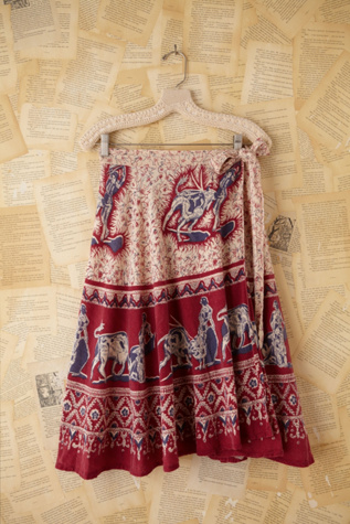 Vintage Batik Printed Wrap Skirt