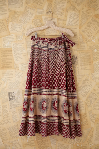 Vintage Batik Printed Wrap Skirt