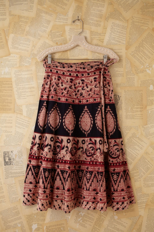 Vintage Batik Printed Wrap Skirt