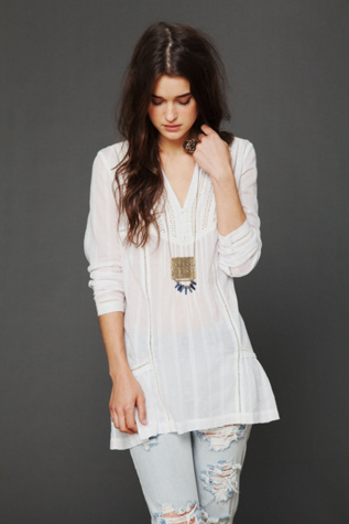 Long Sleeve Pintuck Texture Tunic