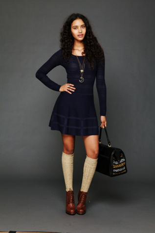 Bow Trimmed Pointelle Dress
