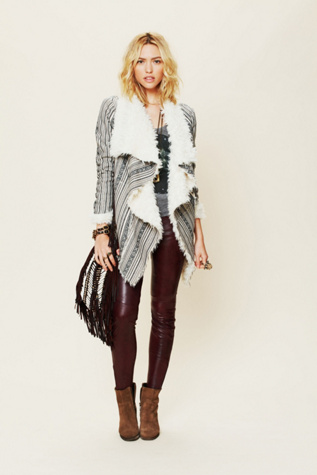 Heading South Striped Faux Fur Jacket
