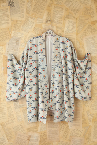 Free People Vintage Light Blue Floral Printed Kimono in vintage-jackets
