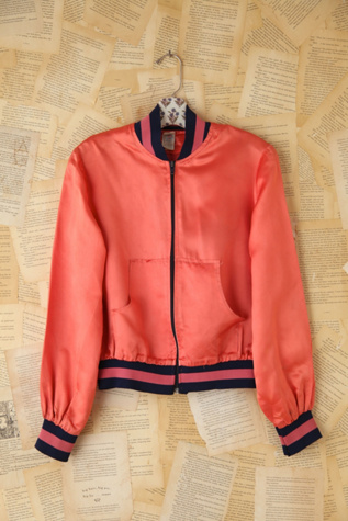 Free People Vintage Pink Silk Bomber Jacket in vintage-jackets