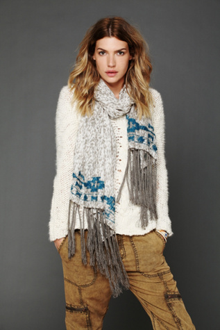Acid Wash Embroidered Scarf