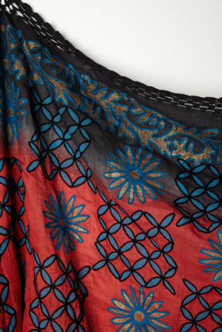 Embroidered Dahlia Scarf