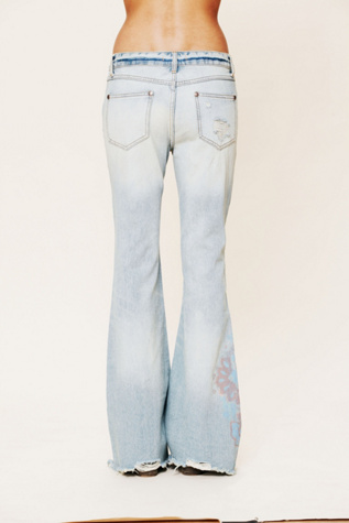 Printed Denim Flare