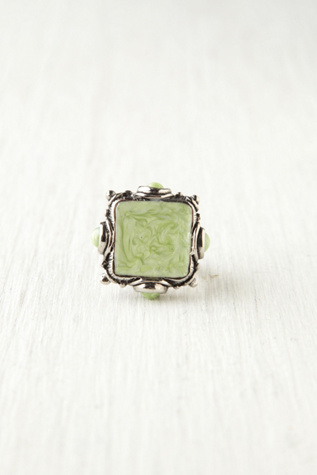 Sea Enamel Square Ring