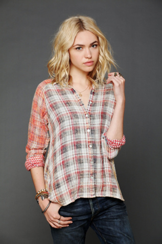 Plaid Hi Low Buttondown Tunic