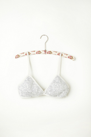 Solid Sequin Mesh Bra