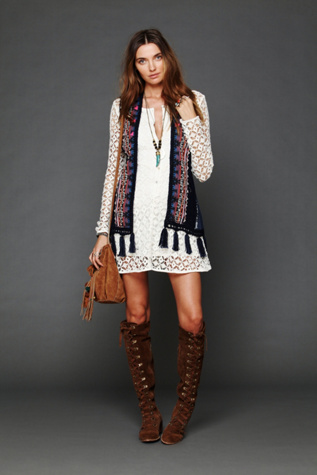 Directions In Embroidery Fringe Vest