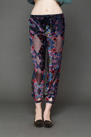 Printed Burnout Velvet Harem Lounge Pant