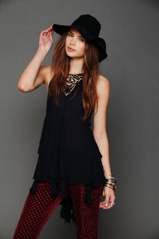Free People Sleeveless Crochet Ruffle Tunic