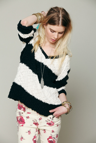 Striped Shaggy Knit Pullover