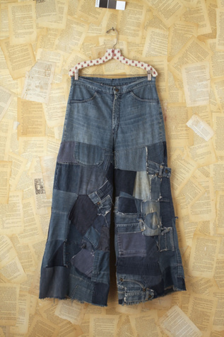 Free People Vintage Patchwork Denim Flares in vintage-skirts