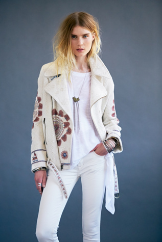 FP New Romantics Embroidered Moto Jacket