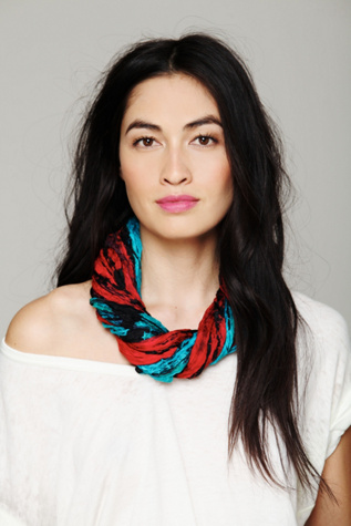 Crinkled Silk Loop Scarf in scarves