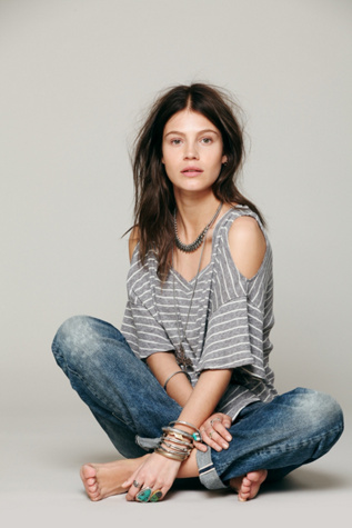 Cold Shoulder Stripe Tee