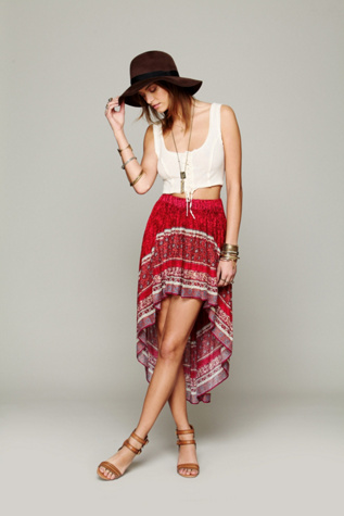 Border Print Highlow Slip Skirt
