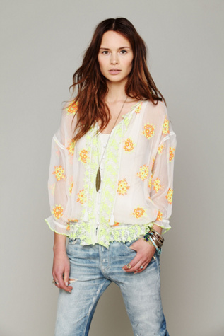 FP New Romantics Neon Embroidered Blouse