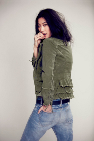 Ruffle Back Twill Jacket in jackets-2
