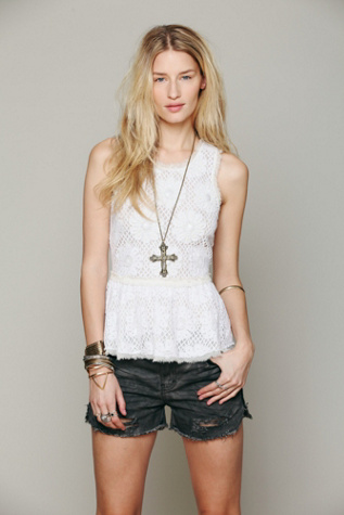 Free People FP New Romantics Beaded Peplum Tank in tops