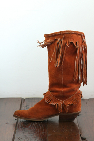 Free People Vintage Suede Fringe Western Boot in vintage-shoes