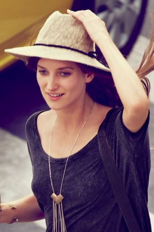Crochet Canvas Brimmed Hat in accessories-hats