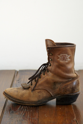 Vintage Distressed Leather Fringe Boots in vintage-loves-shoes