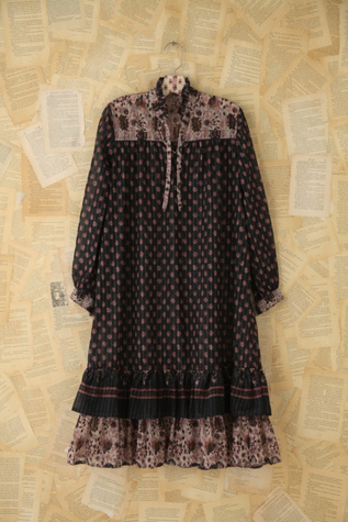Free People Vintage Sheer Printed Boho Dress in Vintage-Dresses