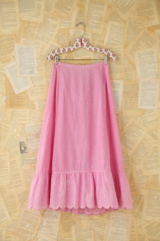 Free People Vintage Pink Embroidered Skirt in vintage-skirts
