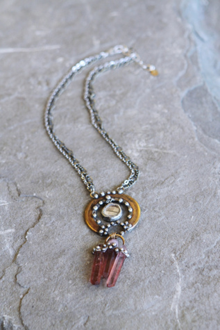 Mikal Winn Target Drop Rose Crystal Pendant in jewelry