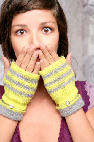 Rhinestone Button Fingerless Gloves