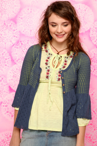 Pieced Pointelle Cardigan