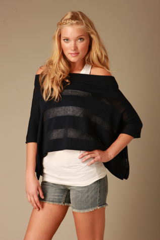 Convertible Sheer Stripe Sweater 