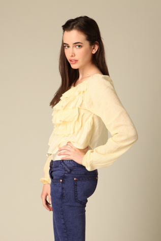 NEW FREE PEOPLE EDEN RUFFLE Gauze Peasant Top $98 XS M  